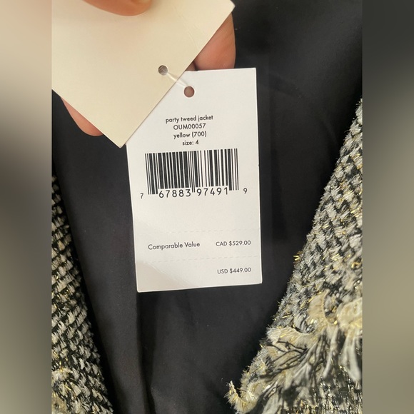Kate Spade Party Tweed Metallic Sparkle Blazer Jacket Open Front Size 4 New Tags - Picture 7 of 11
